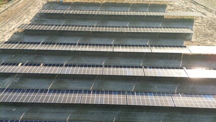 Renewable energy solar panels in field