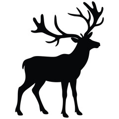 Deer standing silhouette vector illustration.