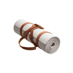 Rolled Yoga Mat with Leather Carry Strap