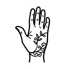 Obraz premium Black henna hand design for Diwali celebration on transparent background 