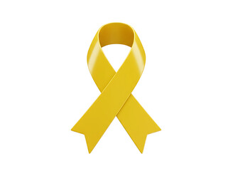 Yellow awareness ribbon symbol of hope and support isolated on transparent background