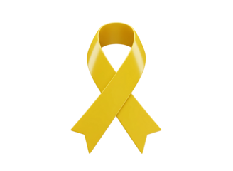 Yellow awareness ribbon symbol of hope and support isolated on transparent background