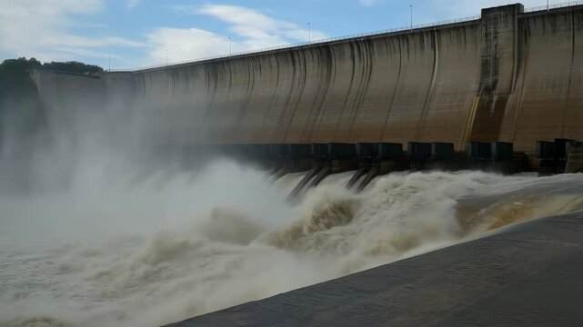 Khun dan prakan chon dam releasing water in rainy season