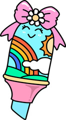 Back to School Kawaii Marker with Rainbow Cartoon