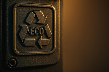 Green eco symbol port surface highlights sustainable logistics and environmental responsibility