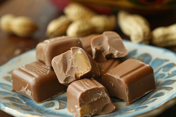 Peanut butter candies, various peanut-based candies such as peanut slices or chocolate-covered peanuts, etc., food preparation  
