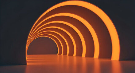 Fototapeta premium Orange Neon Tunnel Lighting Creating a Futuristic and Abstract Design for Creative Photography