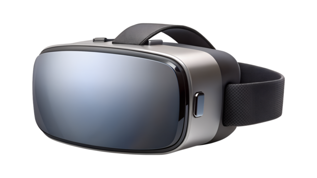 Vr headset for virtual reality experience isolated on transparent background, a modern and immersive device for gaming and entertainment