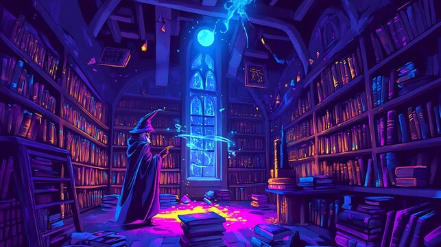 Magical library interior