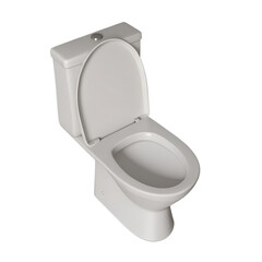 A clean white modern toilet with the seat and lid open showcasing its interior isolated on transparent background