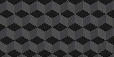 Black 3d modeling cubes Illustration decoration seamless black material pattern square design.	