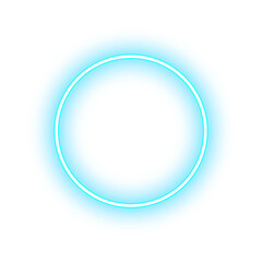 Glowing Blue Neon Circle on White.