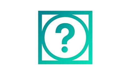Teal gradient question mark in square and circle