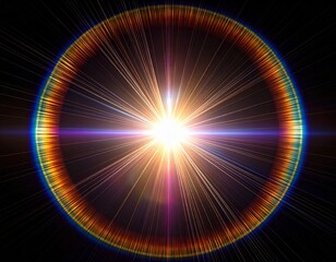 Rainbow Light Burst with Lens Flare
