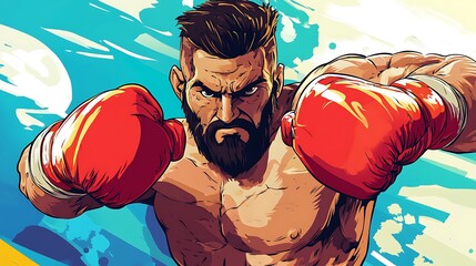 Man boxing illustration