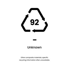Recycle sign for 92 unknown material waste