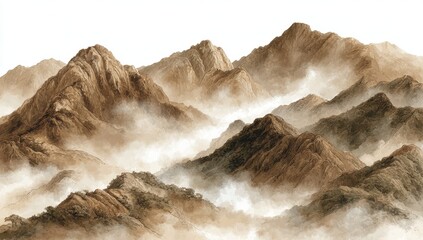 Misty brown mountains