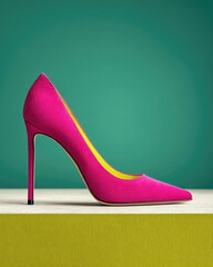 Hot pink suede stiletto heel shoe