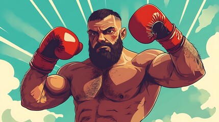 Man in boxing stance illustration