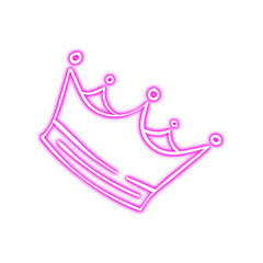 Glowing Pink Neon Crown Outline Icon.