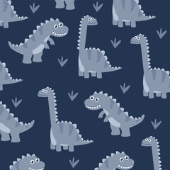 dinosaur seamless  pattern cartoon vector fullprint fabric design for kids apparel © Rizki