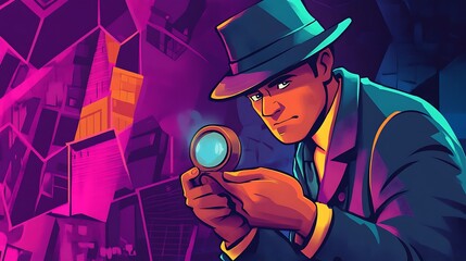 Man investigating with magnifying glass