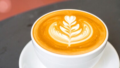 Latte art coffee drink close up