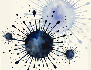 Abstract Blue Viral Particles Explosion