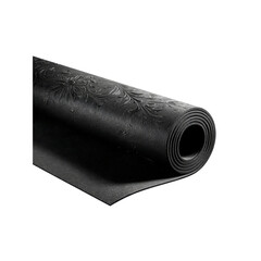 Rolled Black Rubber Mat with Embossed Floral Design