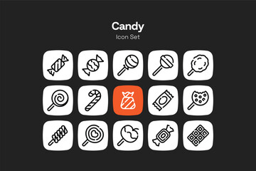 Candy outline icon design set