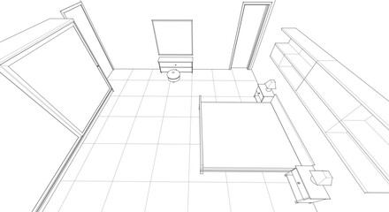 bedroom interior 3d illustration concept