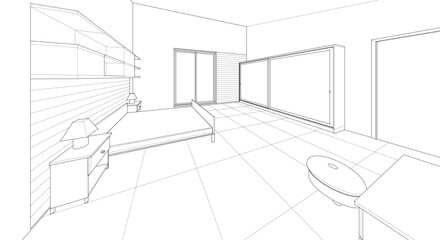Fototapeta premium bedroom interior 3d illustration concept