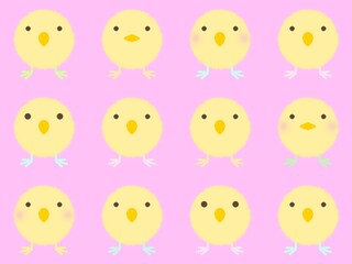easter chicks and eggs黄色いヒヨコのシームレスパターン　C-2