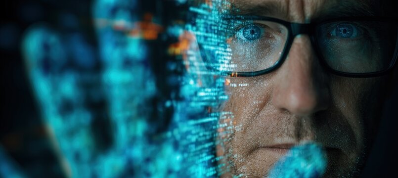 Futuristic Tech Interface with Digital Data Overlay for Cyberpunk Concepts