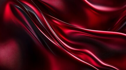 Fototapeta premium Elegant red satin silk fabric background with smooth flowing texture and luxurious decorative design