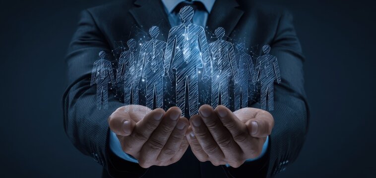 The digital representation of networking and support in business leadership concepts.