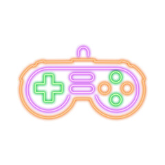Neon Gaming Controller on White Background.