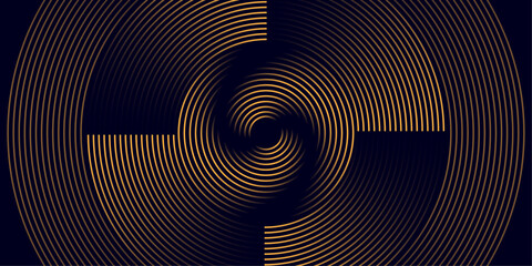 Abstract blue circular fractal swirl pattern with a metallic 3D tunnel effect