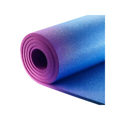 Rolled-up Purple and Blue Exercise Mat - Fitness Equipment Close-up