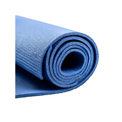 Rolled Blue Yoga Mat, Fitness Exercise Equipment, Close-up Studio Shot