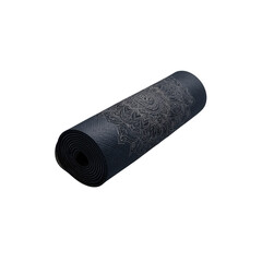 Rolled Yoga Mat with Mandala Design - Dark Grey