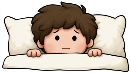 A sad and sorrowful face symbolizing exhaustion from depression and mental fatigue. Cartoon style