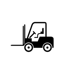 forklift with driver vector icon Illustration, black isolated on white.