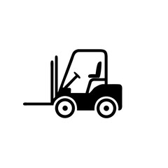 Naklejka premium forklift with driver vector icon Illustration, black isolated on white.