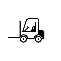 forklift with driver vector icon Illustration, black isolated on white.
