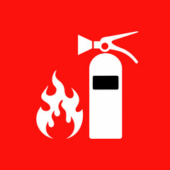 fire extinguisher icon or sign, isolated on white background, vector Illustration