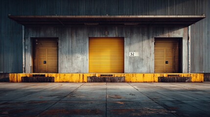 Obraz premium Industrial Loading Dock with Yellow Doors