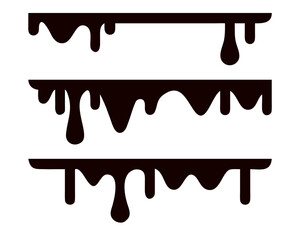 Melted chocolate dripping on white background, Vector Illustration of Liquid Chocolate Cream