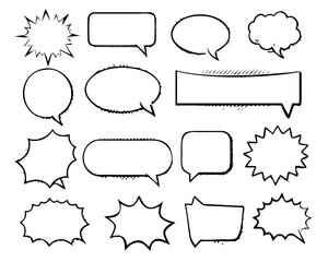 Retro empty comic bubbles and elements set with black halftone shadows. in retro vintage and pop art style. Vector illustration,