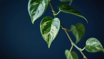 Vibrant Variegated Philodendron Leaves Against Dark Background